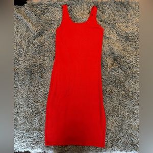 Sleeveless Orange Dress M Medium Tank base calf length 95% cotton